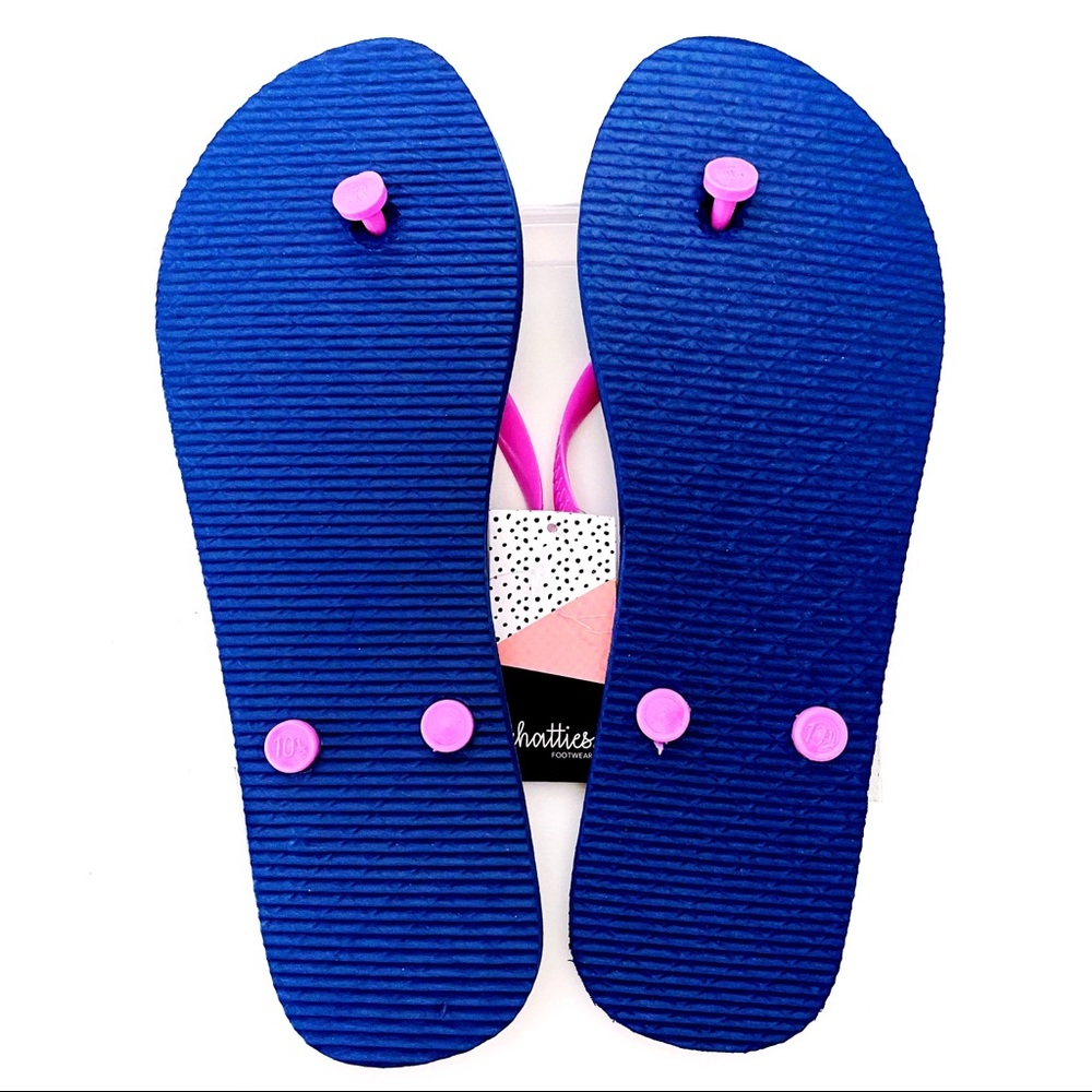 Palm Leaf Flip Flops Sandals Neon Navy Blue - Picture 7 of 7